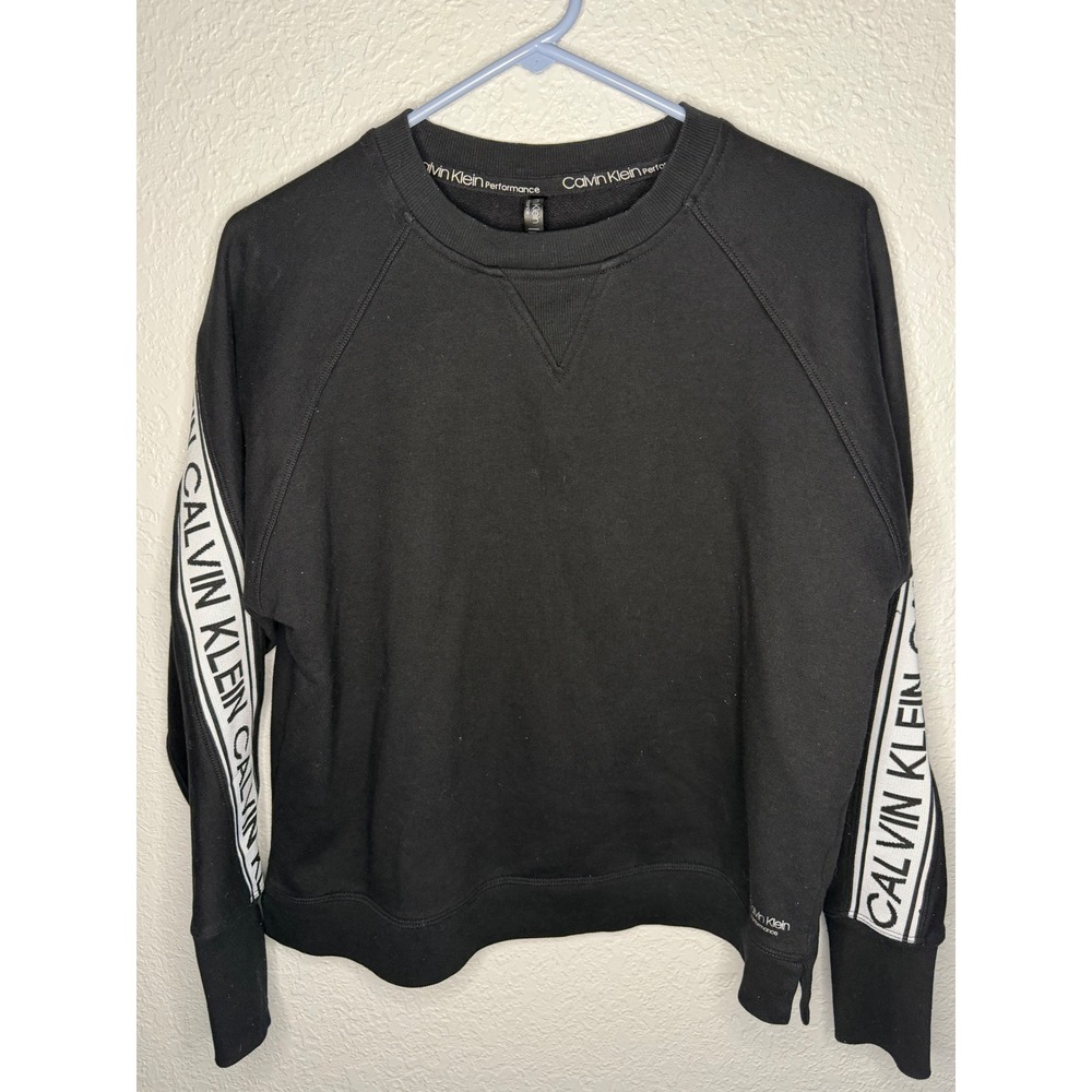Logo Tape CALVIN KLEIN Performance Sweatshirt Womens Small Black